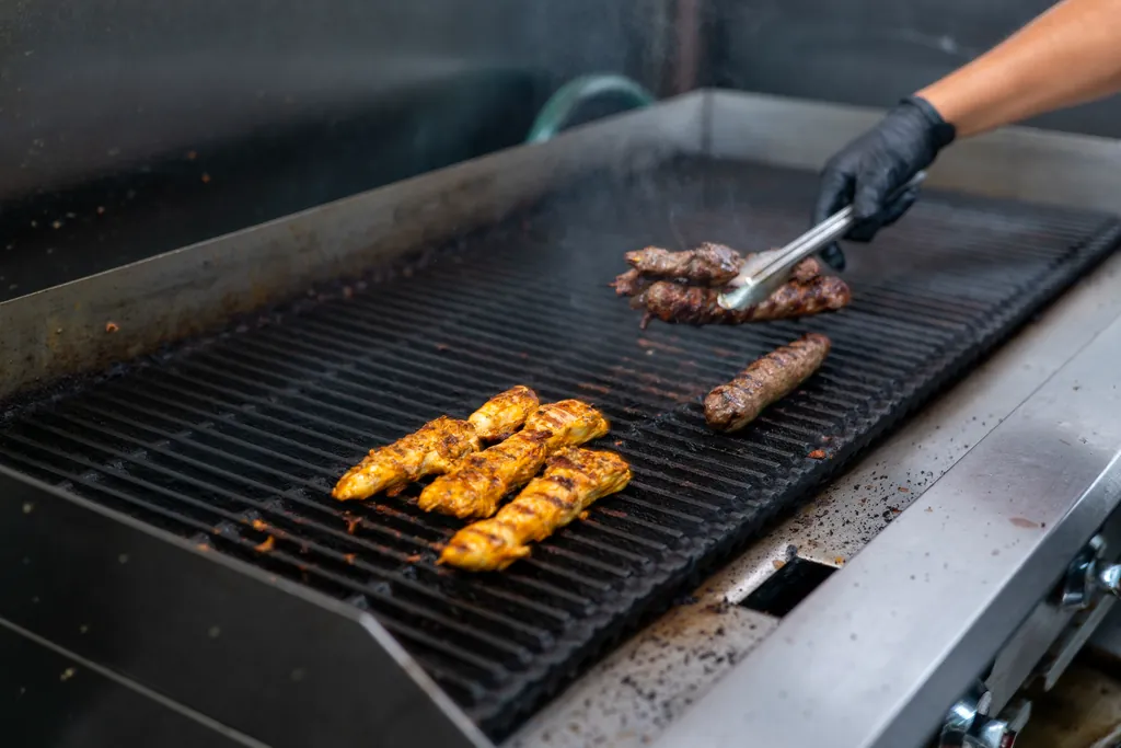 Chicken and kafta skewers on the grill